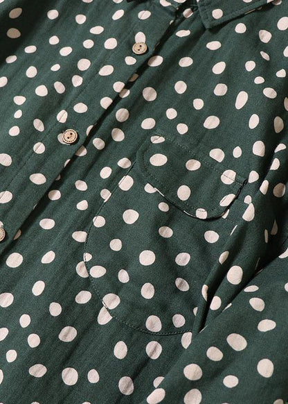 Brown Patchwork Pockets Button Fall Print Dress Long Sleeve