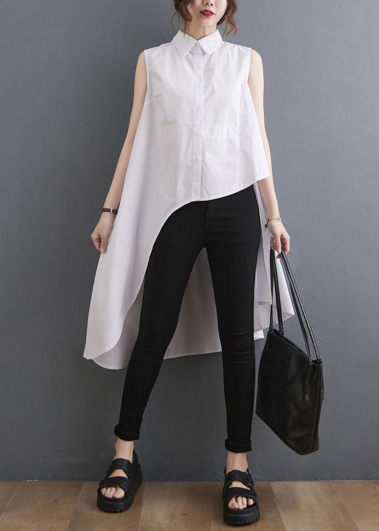 White Peter Pan Collar Button Cotton Shirt Summer