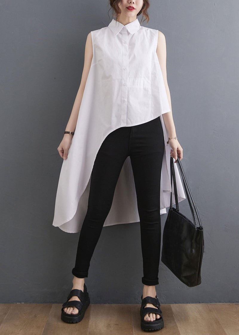 White Peter Pan Collar Button Cotton Shirt Summer