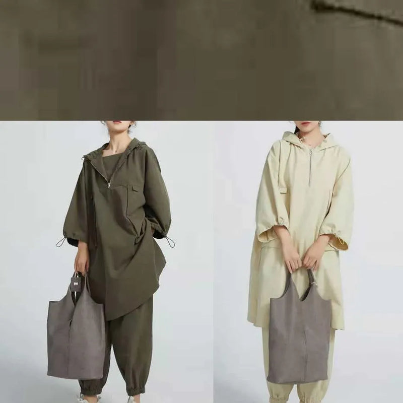 Side Open Cotton Loose Linen Tops Blouses Work Beige Shirts