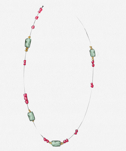 Modern Purple 14k Gold Gem Stone Beading Graduated Bead Necklace