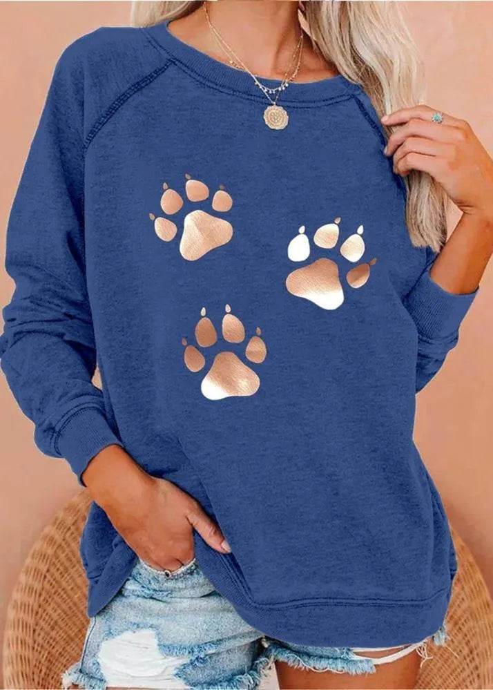 Dog Footprints Print Sweatshirt