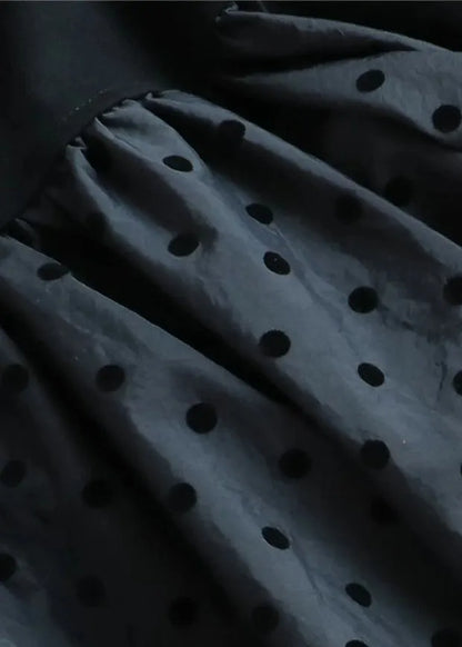 Black Dot Patchwork Flower Decorated Cotton Tank Summer