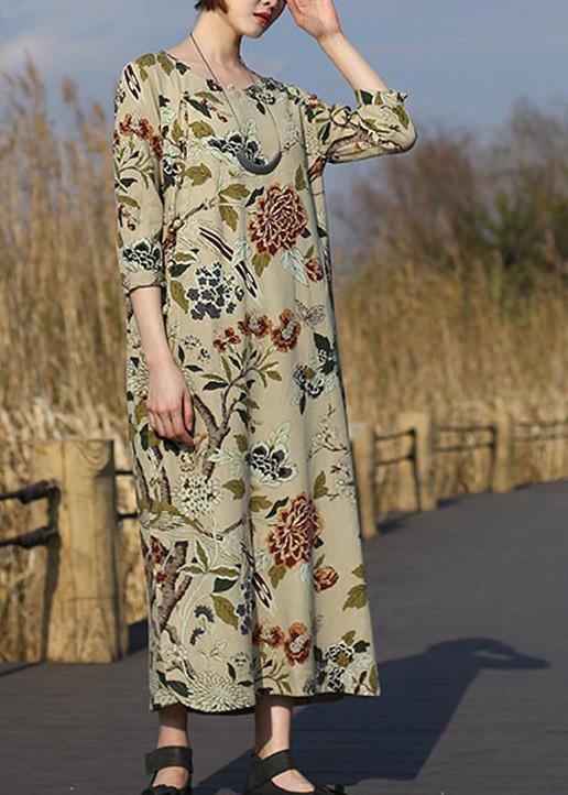 Diy Peony Flower Clothes for O Neck Pockets Maxi Spring Dress