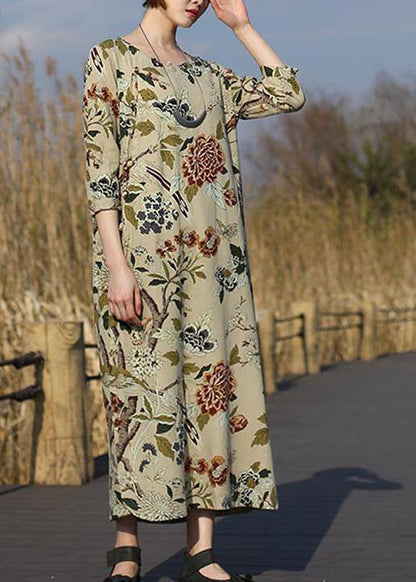 Diy Peony Flower Clothes for O Neck Pockets Maxi Spring Dress