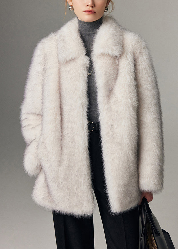 White Oversized Warm Faux Fur Jackets Winter