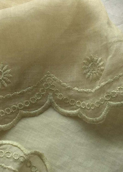 Light Yellow Embroidery Trousers Thin Summer Elastic Waist Wardrobes Pants