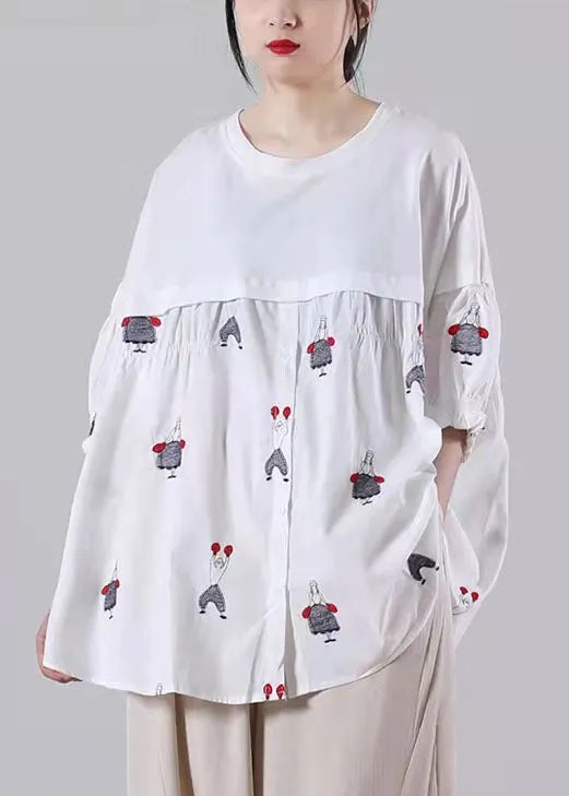 Patchwork Spring Blouse Black Tops