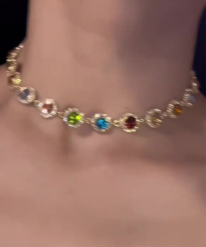 Gold Copper Overgirl Zircon Collar Necklace