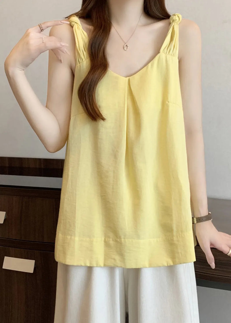 Yellow V Neck Cotton Tank Sleeveless