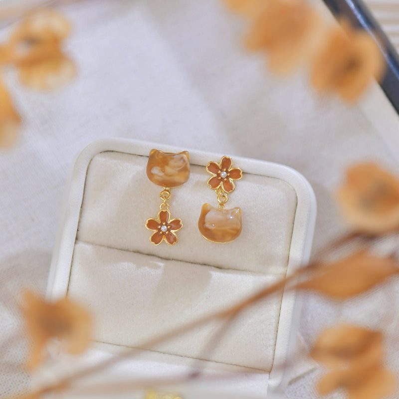 Amber Cat Earrings