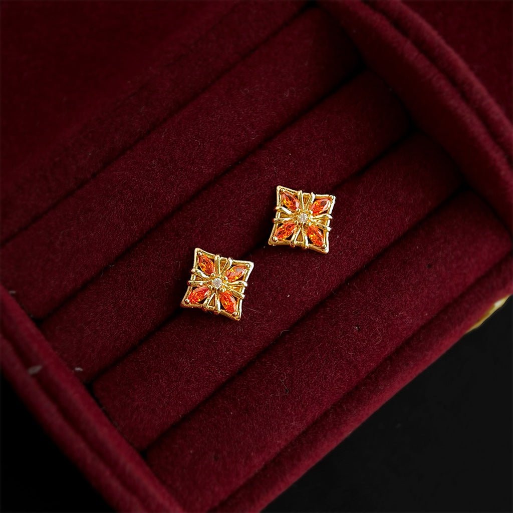 Amber Quatrefoil Earrings