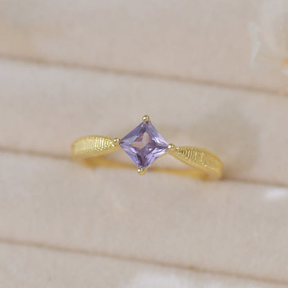 Amethyst Princess Solitaire Ring
