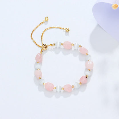 Amethyst Spiritual Awareness Bracelet With Pink Crystal & Quartz