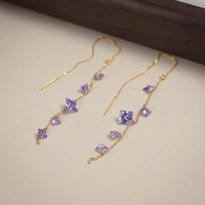 Amethyst Threader Earrings