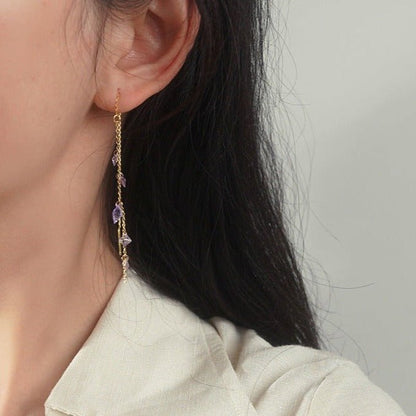 Amethyst Threader Earrings