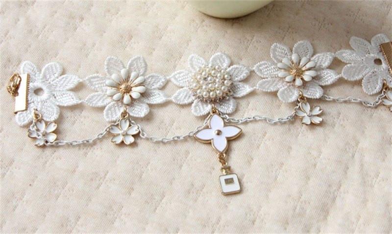Flower White Lace Anklet