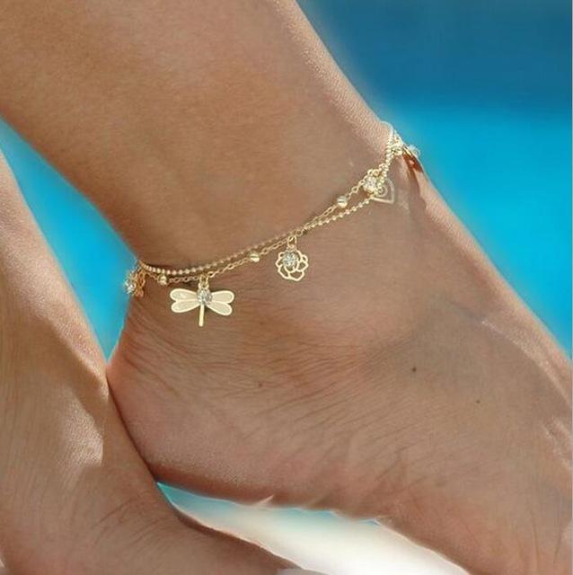Dragonflies & Roses Summer Anklet
