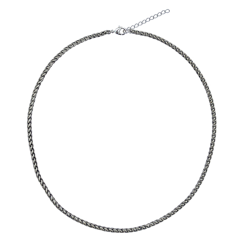 Antique Silver 3.2mm Thick Ponytail/foxtail/wheat Weave Necklace Chain With Extender