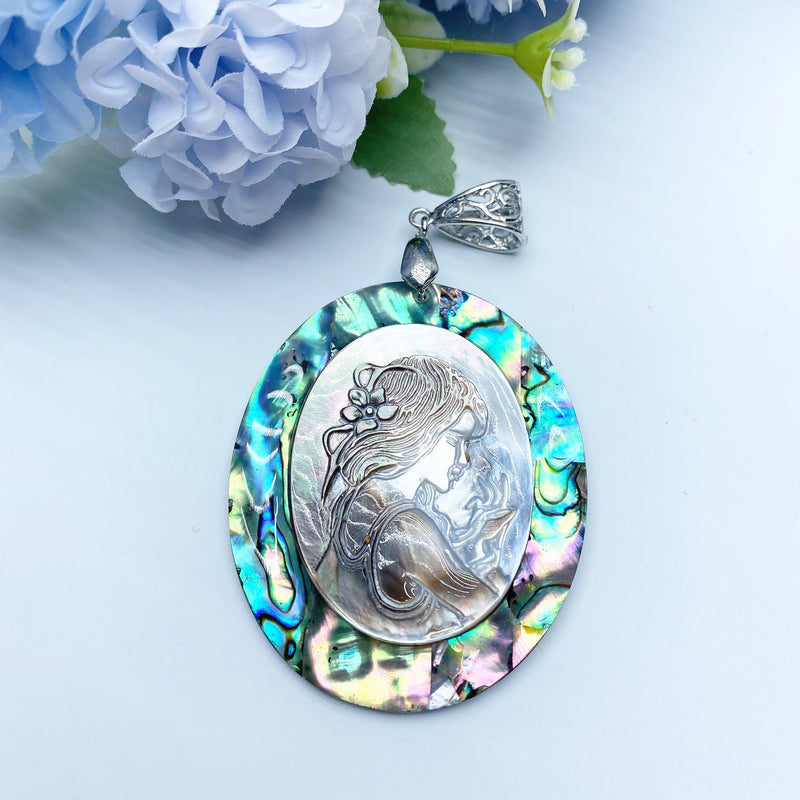 Aura Shell Crystal Pendant 2in Spiritual Healing Necklace
