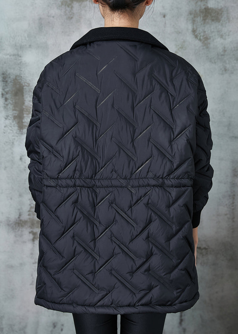 Black Double Breast Patchwork Fine Cotton Filled Jacket Spring