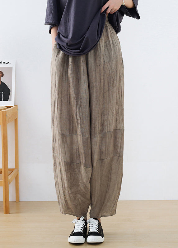 Black Pockets Linen Harem Pants Summer