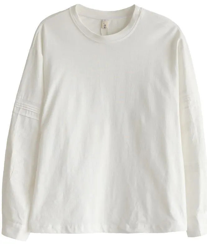 Patchworkwhite Long Sleeve Tops Cotton