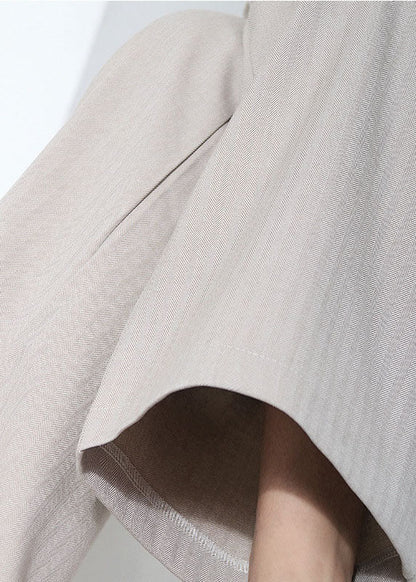 Beige High Waist Wide Leg Summer Pants