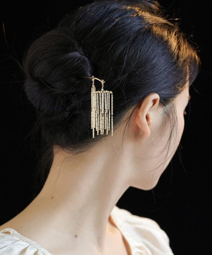 Chinese Style Gold Sterling Silver Overgild Tassel Hairpin