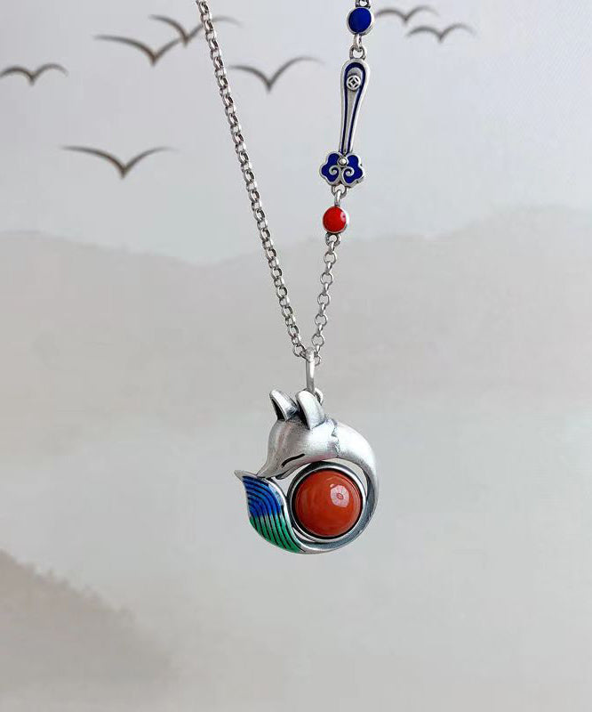 Handmade Patchwork Animal Silver Pendant Necklace