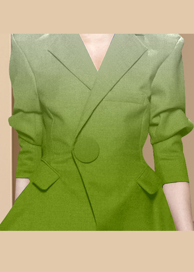 Organic Green Button Peter Pan Collar Western-style Clothes Coat Long Sleeve