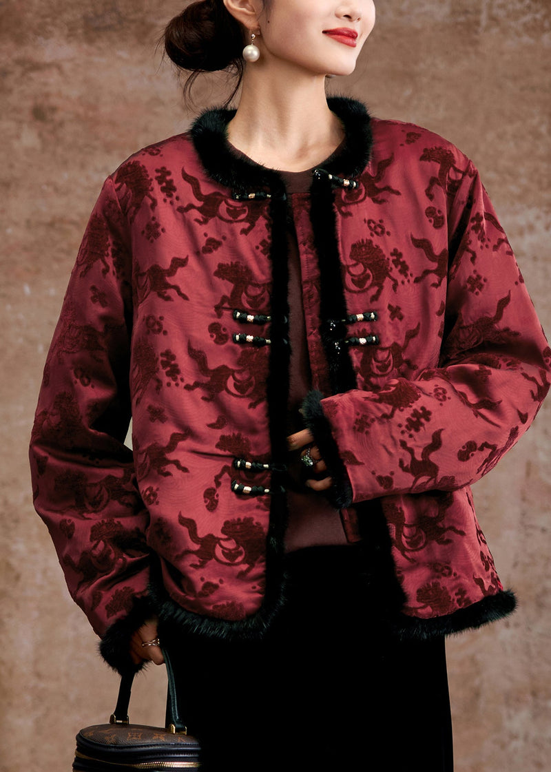 Mulberry Jacquard Patchwork Faux Mink Hair Duck Down Coats Winter