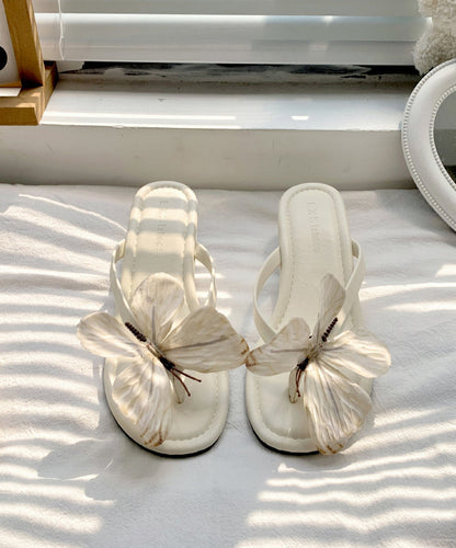 New Silver Butterfly Faux Leather Wedge Flip Flops