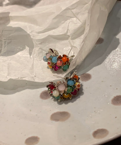 New Rainbow Sterling Silver Crystal Stud Earrings