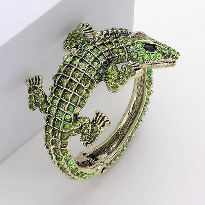 Crystal Rhinestone Crocodile/alligator Embellished Bracelet: Green