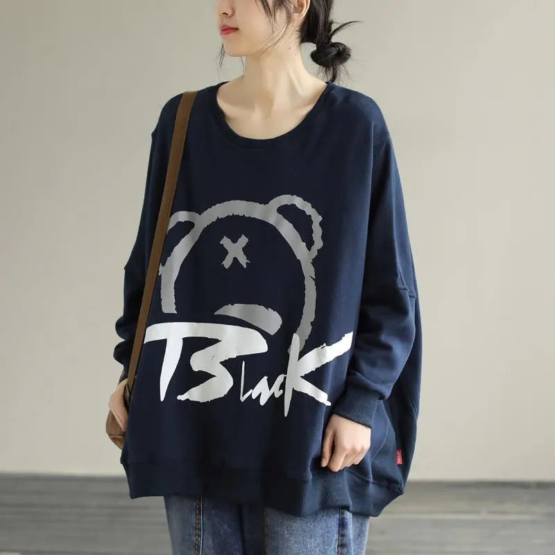 Classy O Neck Cotton Spring Shirts Christmas Gifts Navy Tops