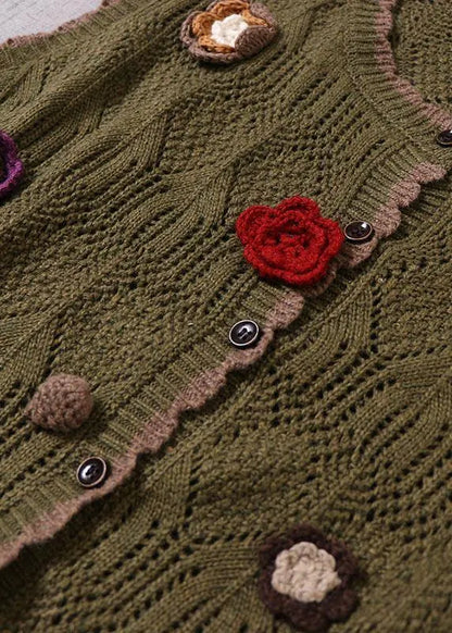 Natural Grey Hollow Out Button Fall Knit Vest