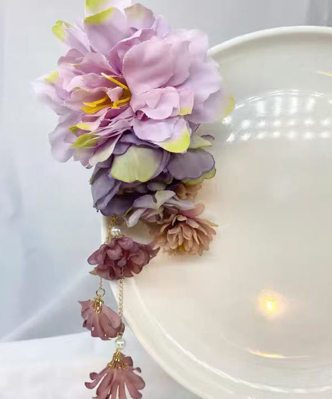 Rainbow Tulle Peony Tassel Hairpin