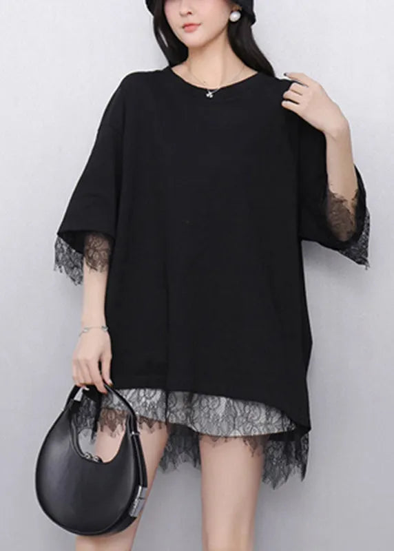 Black O-neck T Shirt Short Sleeve