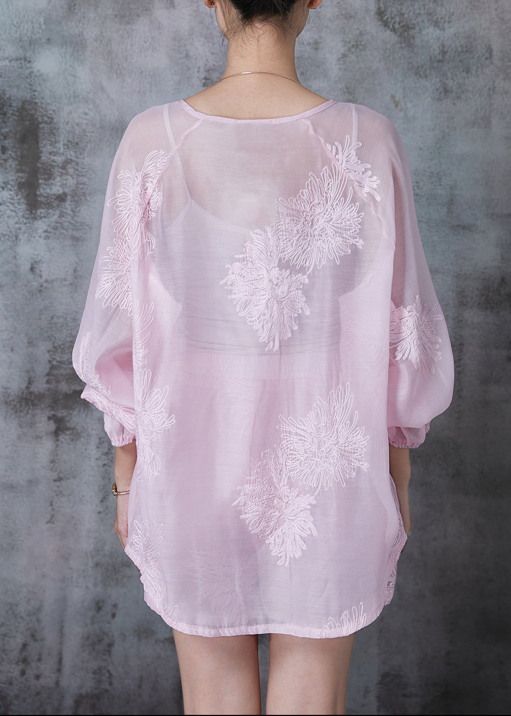 Diy Pink Embroidered Chiffon Two Piece Set Clothing Summer