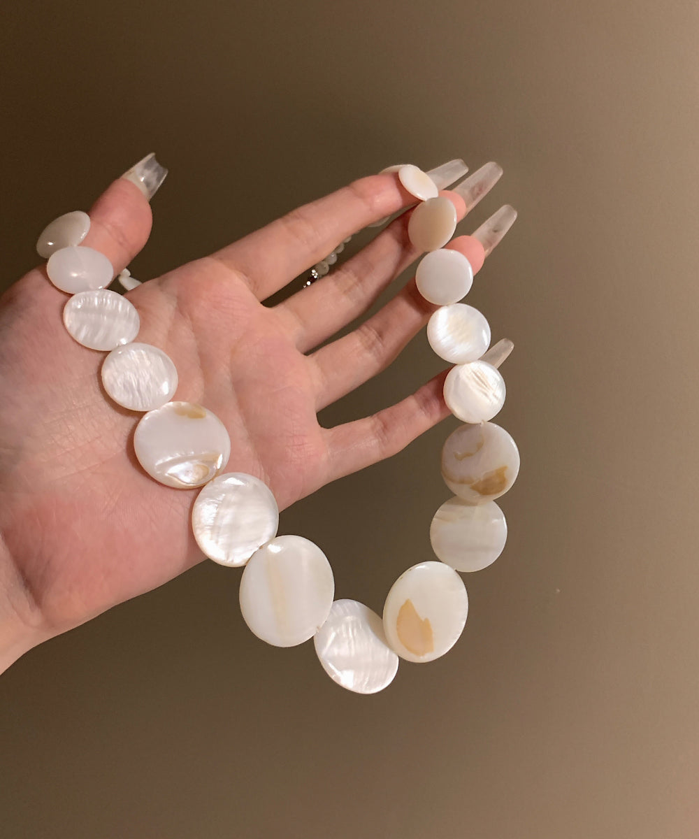 White Alloy Pearl Shell Collar Necklace