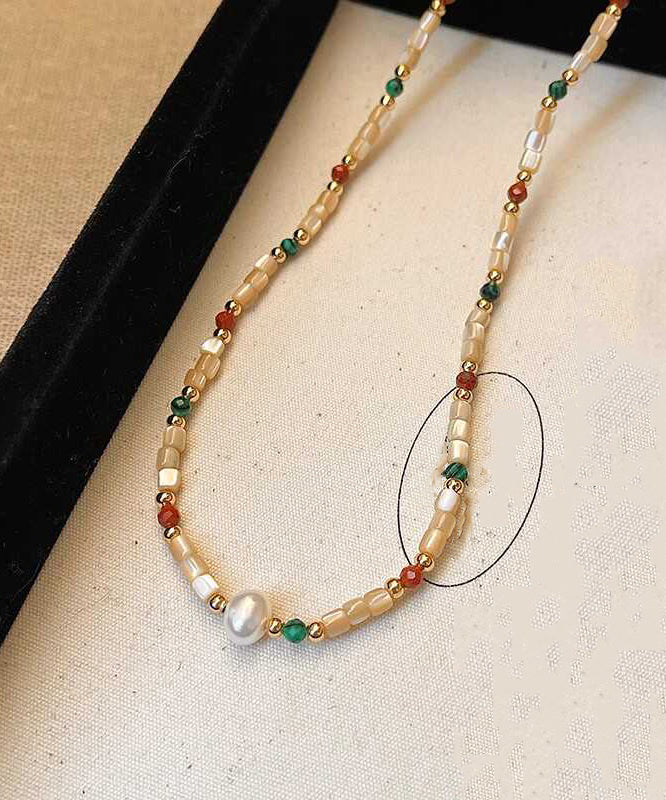 Diy Rainbow Alloy Pearl Shell Beads Princess Necklace