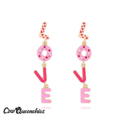 Letter Earrings for Valentine's Day Pink Love