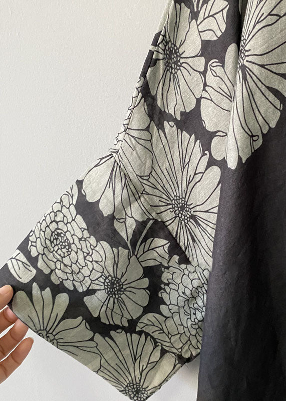 Black O Neck Print Patchwork Cotton Blouse T Shirt Summer