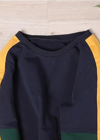 Modern Navy Patchwork Sweatshirt