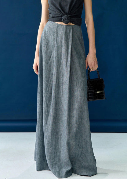 New Grey High Waist Silk Cotton Skirts Summer