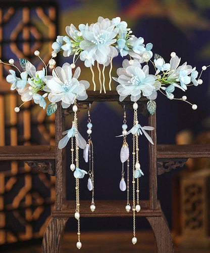 Gradient Color Sterling Silver Overgild Tassel Hairpin Two-piece Set