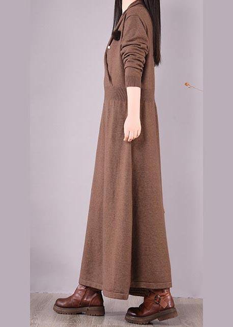 Organic Chocolate Clothes V Neck Asymmetric Dresses Spring Dresses