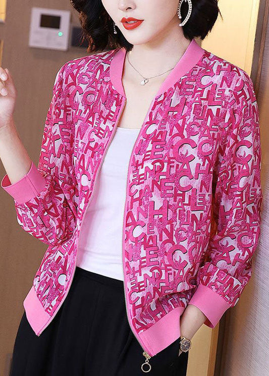 Rose V Neck Letter Print Silk Coats Summer