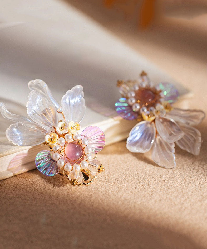 Diy Colorblock Acrylic Pearl a Pair Goldfish Hairpin